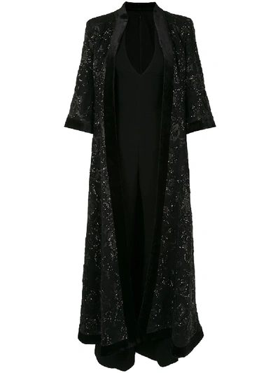 Saiid Kobeisy V-neck Sheer Embellished Dress In Black