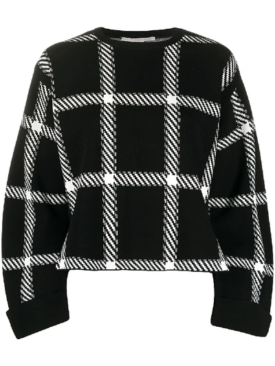 Stella Mccartney Windowpane Check Print Sweatshirt In Black
