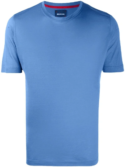 Kiton Round-neck Short-sleeved T-shirt In Cornflower Blue
