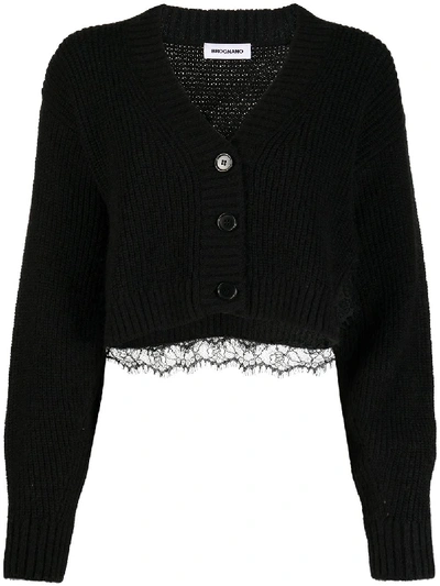 Brognano Ribbed Lace-embellished Cardigan In Black