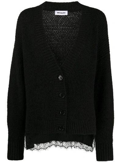 Brognano Ribbed Lace-embellished Cardigan In Black