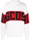 Gcds White Band Logo Sweatshirt In White