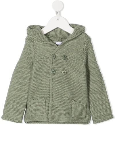 Il Gufo Babies' Chunky-knit Hooded Cardigan In Green