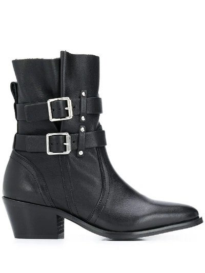 Allsaints Harriet Buckled Boots In Black