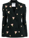 MOSCHINO FLORAL EMBROIDERY DOUBLE-BREASTED BLAZER
