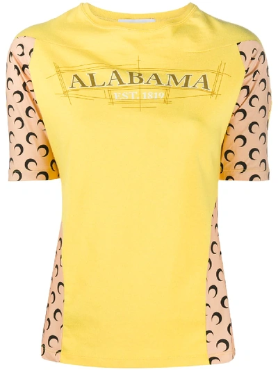 Marine Serre Alabama Panelled T-shirt In Yellow