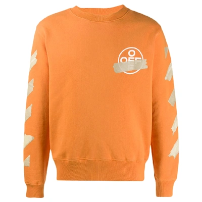Pre-owned Off-white Tape Diag Arrows Sweatshirt Orange/beige