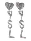 SAINT LAURENT PENDANT EARRINGS WITH HEARTS AND LOGO,584228 Y15268368