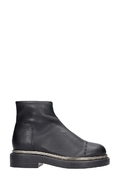 Greymer Combat Boots In Black Leather