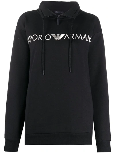 Emporio Armani Logo Print High-neck Sweatshirt In Black