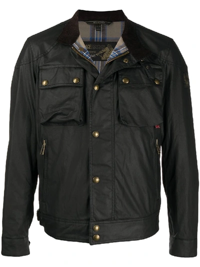 Belstaff Racemaster Waxed Cotton Blend Jacket In Navy