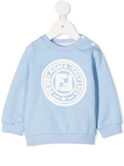 Fendi Light Blue Sweatshirt For Babyboy With Double Ff