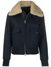 AMI ALEXANDRE MATTIUSSI SHEARLING TRIMMED AVIATOR JACKET