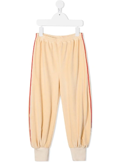 Gucci Kids' Chenille Gathered-ankle Track Trousers In Rosa Beige