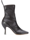 GIA COUTURE SQUARE-TOE LEATHER BOOTS
