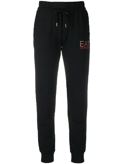 Ea7 Logo Print Track Trousers In Black