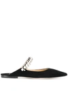 Jimmy Choo Bing Embellished Patent Leather Slides In Black