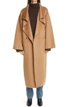 Totême Robe Belted-waist Wool Coat In Camel