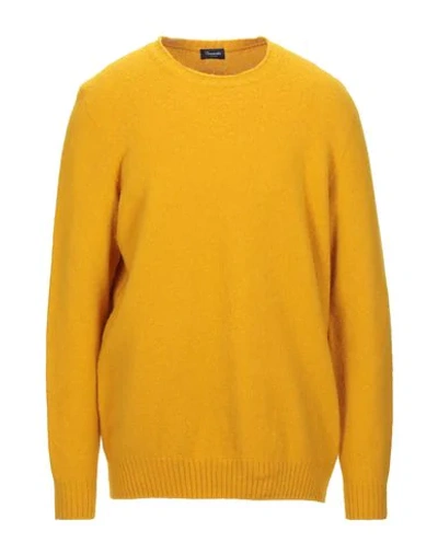 Drumohr Man Sweater Ocher Size 38 Lambswool In Yellow