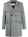 SAINT LAURENT CHECK DOUBLE-BREASTED COAT,15753087