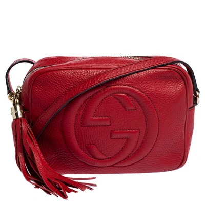 Pre-owned Gucci Red Leather Small Soho Disco Crossbody Bag