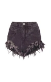 Isabel Marant Eneida Frayed Denim Mini Shorts In Black