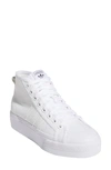 Adidas Originals Nizza Mid Top Platform Sneaker In White/ White/ White