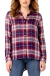 LIVERPOOL LOS ANGELES LIVERPOOL PLAID BUTTON BACK OVERSIZE SHIRT,LM8296G73