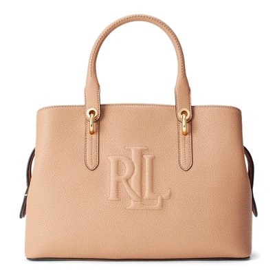 Ralph Lauren Hayward Leather Medium Satchel In Nude/black ModeSens