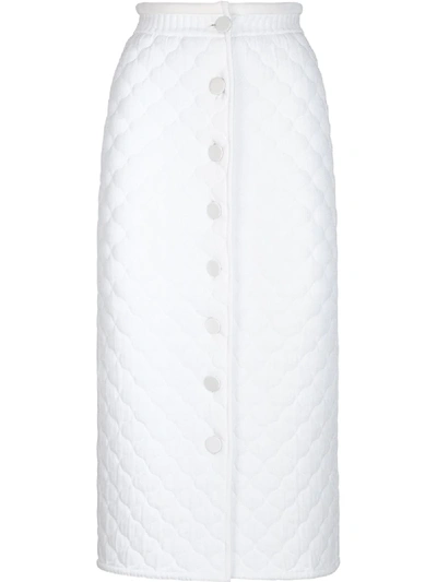 Fendi Quilted Pencil Skirt In White