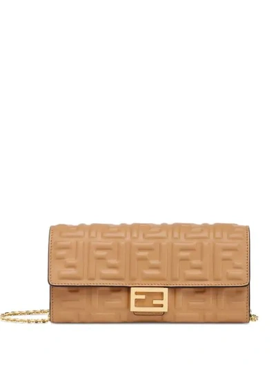Fendi Chain Continental Wallet In Brown