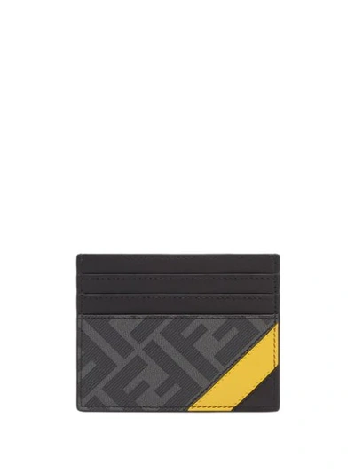 Fendi Logo Motif Leather Card Case In Black