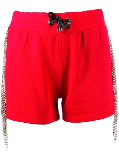 Philipp Plein Crystal-embellished Track Shorts In Red