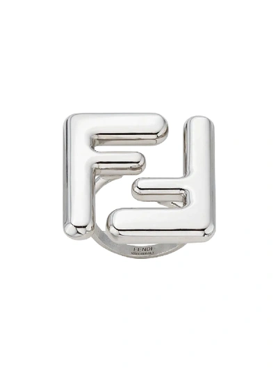 Fendi Maxi Logo Ring In Silver