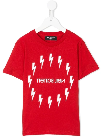 Neil Barrett Kids' Logo T恤 In 040red