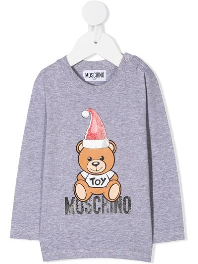 Moschino Babies' Grey Cotton Toy Bear T-shirt