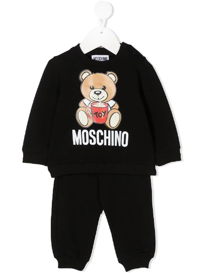 Moschino Babies' Teddy Two-piece Tracksuit In Black