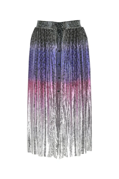 Paco Rabanne Chain Mail Ombré Midi Skirt In Silver,pink,blue