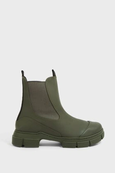 Ganni Chunky Rubber Boots In Green