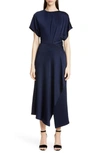 YIGAL AZROUËL SHIRRED WAIST ASYMMETRICAL JERSEY MIDI DRESS,Y44420MJ