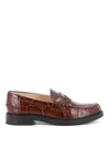 TOD'S CROCO PRINT COLLEGE LOAFERS