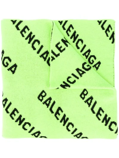 Balenciaga Logo-print Scarf In Green