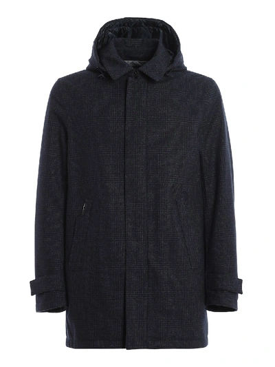 Herno Laminar Wool Blend Padded Coat In Blue