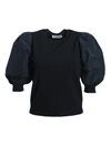 VALENTINO SWEATER WITH PUFFED SLEEVES IN BLACK