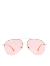 GUCCI PILOT SUNGLASSES IN SILVER COLOR WITH PINK LENSES