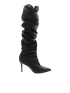 VERSACE JEANS COUTURE CURLED POINTED BOOTS IN BLACK