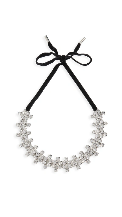 Area Crystal Embellished Clover Choker In Silver/clear