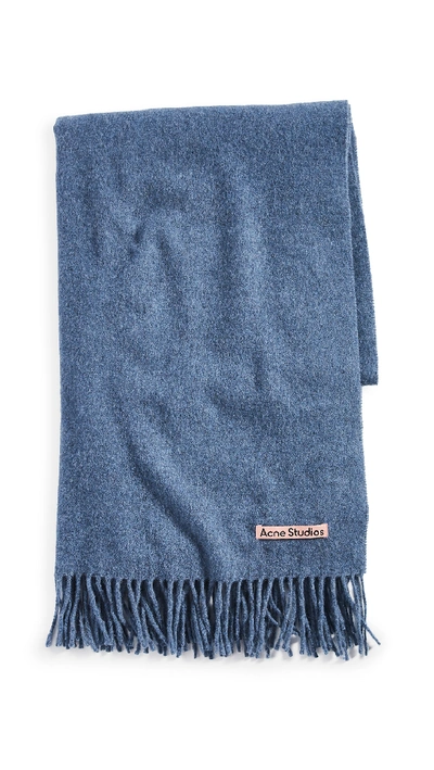 Acne Studios Canada New Fringed Wool Scarf In Light Blue