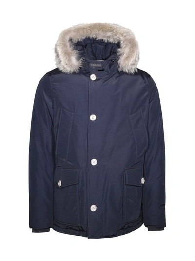 Woolrich Parka In Blue Water-repellent Fabric