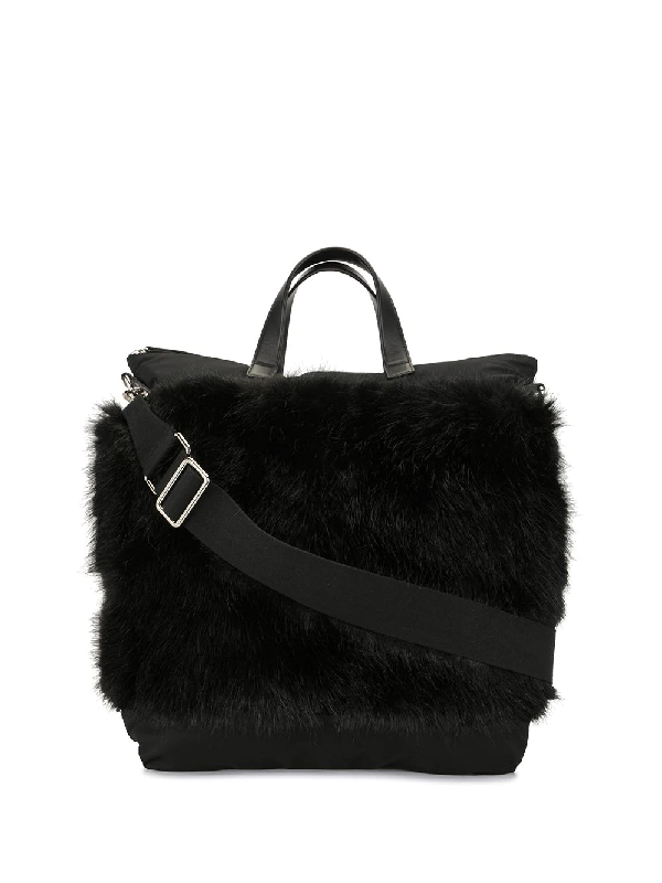 black faux fur bag